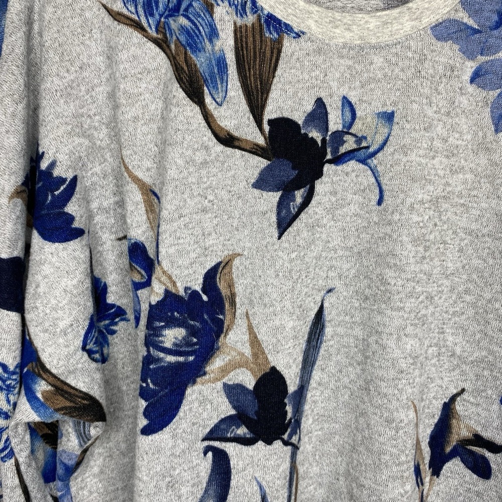 Zyia Active Sweatshirt Womens XXXL 3X Gray Blue Floral Cropped Dropped Shoulder - Picture 2 of 9